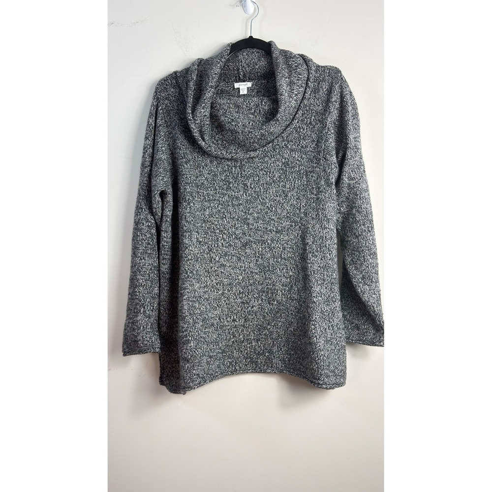 Pure Jill Cowl Neck Sweater Gray Marled Knit Pullover Women Medium